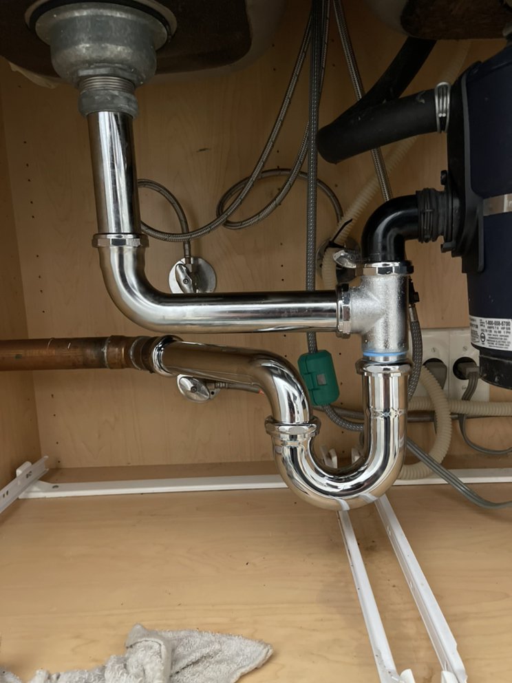 Kitchen sink, drain, and fixture installation